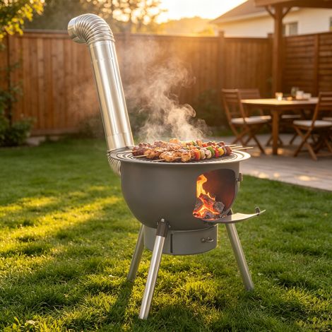 Poêle à bois multifonction avec grille, grand barbecue à charbon portable, réchaud de camping pour la cuisine en plein air ou dans le jardin, poêle à bois de style chinois (1/5)