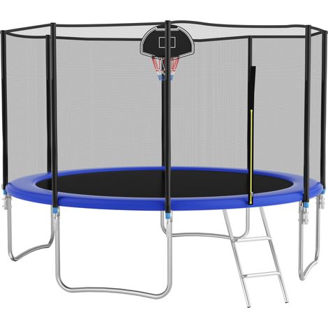Trampolín exterior de acero azul de 366 cm con red de seguridad y 72 muelles (1/5)