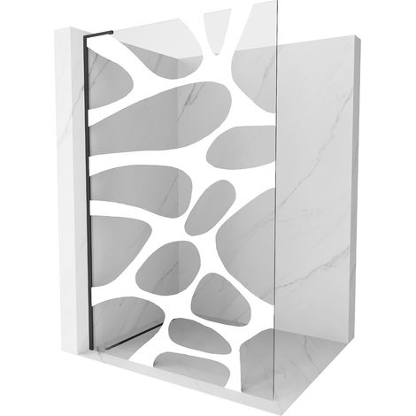 Mexen Kioto L Duschwand Walk-in 120 x 200 cm, weißes Muster, schwarz - 800-120-103-70-97 (1/5)