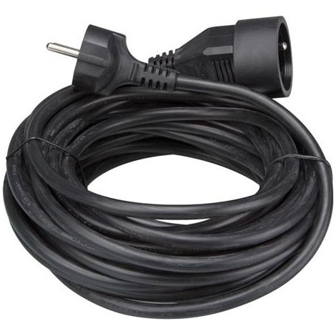 Perel – Rallonge électrique H05VV-F 3G1.5 10 m 16 A 230 V 3500 W type E/F – Usage intérieur – PVC noir – Câble souple et résistant à l'abrasion