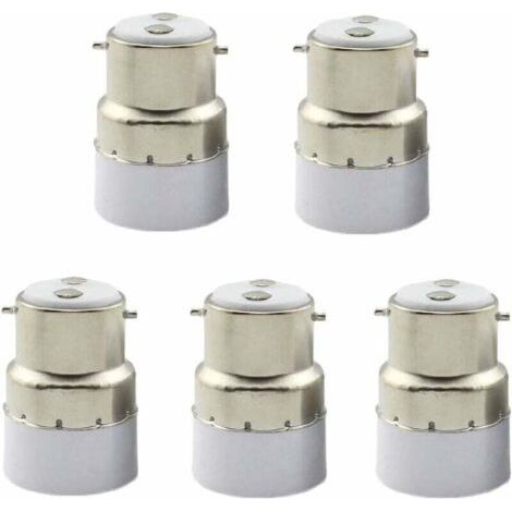 BUNTHAUS 5er-Pack B22-auf-E14-Lampenfassung-Adapter. B22-Sockeladapter für Standard-E14-Lampenfassungen.