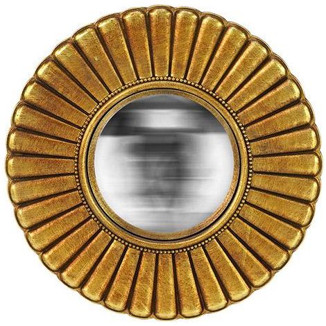 Miroir fleur convexe doré 20cm