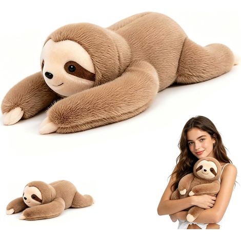 Jouet en peluche paresseux lesté, jouet en peluche doux pour enfants, coussin en jouet en peluche avec poids, jouet en peluche mignon pour adultes, décoration d'animal en peluche pour lit, canapé, reb (1/5)