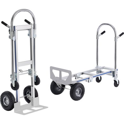 VEVOR Carretilla de Mano Plegable de Aluminio Carga de 363 kg Carro de Mano 2 en 1 Carretilla Convertible en Carro de Plataforma Ruedas de Goma para Transporte de Mercancías de Almacen Supermercado