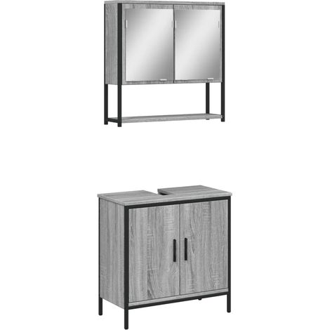Maison Exclusive - 2-tlg. Badmöbel-Set Grau Sonoma Holzwerkstoff