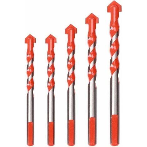 Set mit 5 Fliesen- und Glasbohrern, Feinsteinzeugbohrern, Diamantbohrern, Fliesenbohrern, 6 mm, 8 mm, 10 mm, 12 mm Mehrzweckbohrern für Keramik, Beton, Fliesen, Ziegel, Glas, Kunststoff und Holz