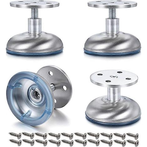 Höhenverstellbare Schrankfüße, 4-teiliges Set aus Edelstahl-Möbelfüßen, Edelstahl-Schrankfüßen, Metall-Sofafüßen, Badezimmerfüßen (C-3,8 x 6, Silber)