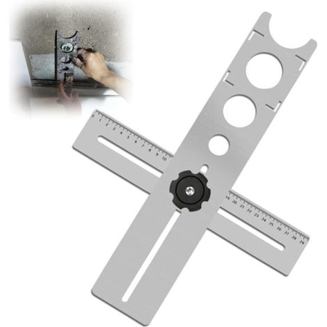 Localizzatore di fori regolabile, righello per utensili per piastrelle, localizzatore di piastrelle, righello per misurazione dell'angolo delle piastrelle, righello per misurazione dell'angolo delle p (1/4)