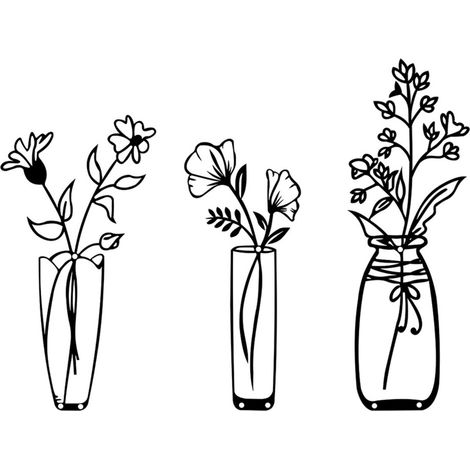 Vase à fleurs en métal noir, signe mural, décorations-JSTY207 (1/5)