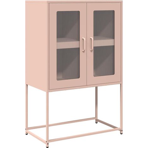 Maison La Vie - Buffet haut pour salon - Meuble de rangement rose 68x39x107 cm acier bu1532