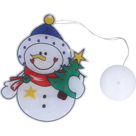 Luminaire LED Bonhomme de Neige pour Fenêtre à Piles avec Ventouse pour Décor de Noël