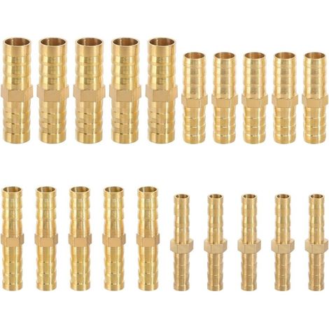 Ensemble de 20 pièces de raccords pneumatiques, connecteurs de tuyaux, raccords de tuyaux, laiton (6 mm / 8 mm / 10 mm / 12 mm) (1/4)