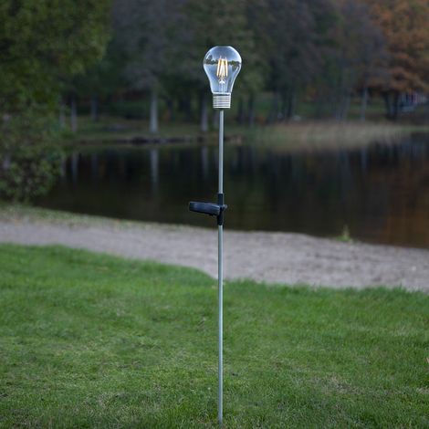 Solar Gartenspieß ,Fille', Glühbirne mit LED Filamenten, Dämmerungssensor, warmweiß, H 80cm (1/5)
