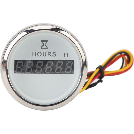 Mémoire D'heure Numérique Round 52 Mm avec Minuteur Précis pour les Bateaux de Pêche des Yachts de RVS, Affichage Transparent, adapté aux Véhicules, Trackage de (cadran blanc. (1/5)