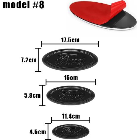 (1 pièce, modèle 8 Ford, 17,5 x 7,2 cm) - Emblème de capot avant compatible avec les modèles Fiesta, Focus, Mondeo, Explorer, Fusion, Transit et Edge. Autocollant pour coffre arrière. (1/5)