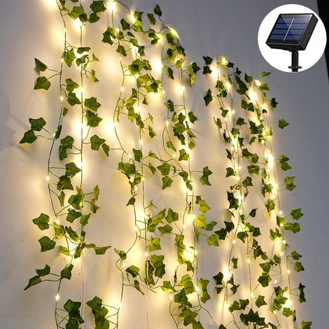 Solar-Lichterkette für den Außenbereich, künstliche Efeu-Lichterkette (5 m, 50 LEDs), für Garten, Terrasse, Balkon, Party (1/5)