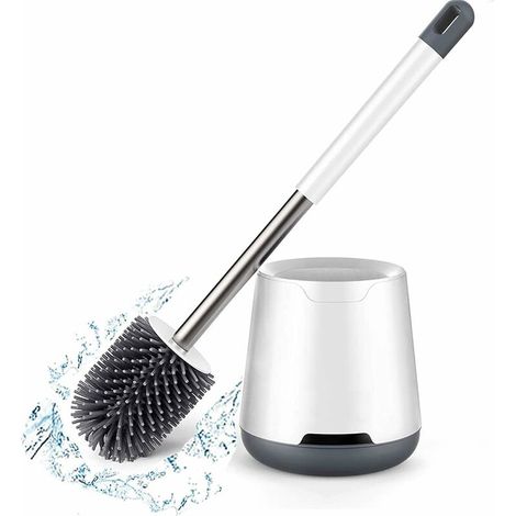 Cepillo de inodoro, cepillo de inodoro, cepillo de inodoro de silicona antibacteriana y soporte para inodoro con cerdas de silicona limpias, con base de filtro de agua y secado rápido, montaje en pare