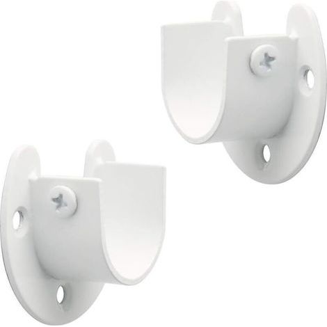 Support Tringle Penderie Fixation Tringle Rideau, Support Tringle Rideaux en Forme de U, Supports pour Tringles à Rideaux Porte Tringle Rideau, Blanc en Acier Inoxydable, 25 mm (1/4)