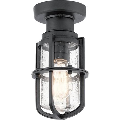 Elstead Suri Outdoor 1 leichte Veranda, Sockellaterne, strukturiertes Schwarz, IP44, E27 (1/5)