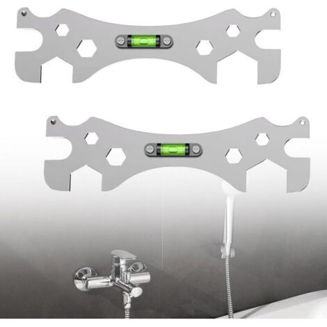 Lot 2 Clés Douche, Clé à Angle Incurvée Spéciale Auto-Nivelante, Clé Réparation Portable pour Salle Bain pour Vis à Tête Hexagonale 8/10/12/14/17/23/30 Mm (1/5)