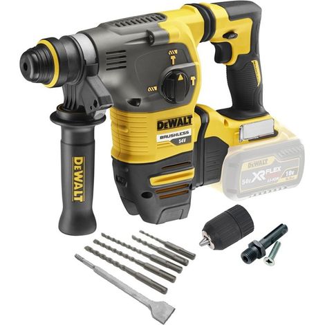 Dewalt DCH333N 54v XR FlexVolt Brushless SDS+ Hammer Drill + Chuck + SDS Bits