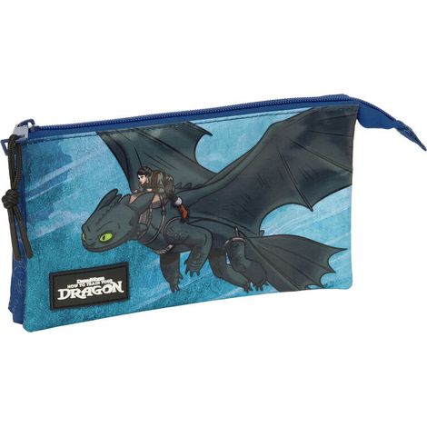 como Entrenar A TU DRAGÓN - Portatodo Triple, Estuche Infantil, Estuche Niño, Ideal para Niños en Edad Escolar, Cómodo y Versátil, Calidad y Resistencia, 22x3x12 cm