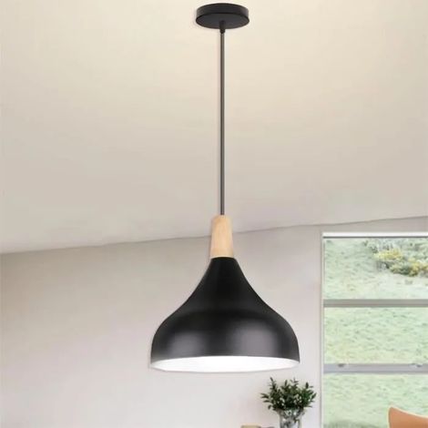 U-Do Suspension Luminaire Exquise E27 Lustre en Métal Bois Lampe illuminé design Vintage Lustre Plafonnier Intérieur Industriel - (1/4)