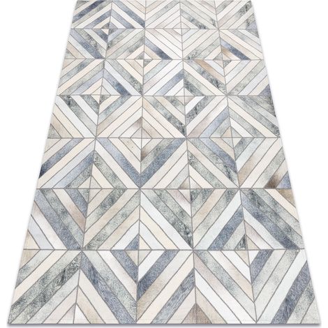 Teppich PATCHWORK 21721 beige / grau - Rindsleder, geometrisch beige 120x170 cm