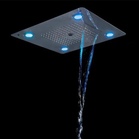 Soffione doccia ad incasso quadrato 50x50 con 3 getti e luci LED (1/3)