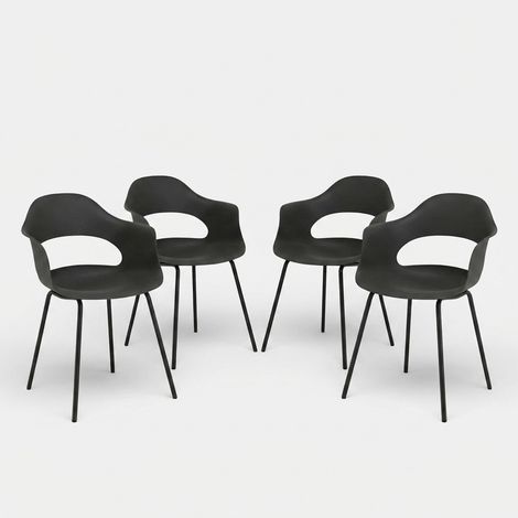 Set di 4 sedie da salotto stile moderno Aurelia - Antracite (1/5)