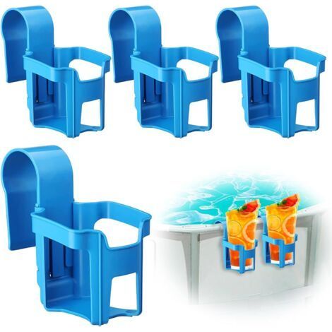4er-Set Poolbecherhalter – Wasserbecherhalter – Multifunktionales Poolzubehör – Auslaufsicher – Kunststoff – Blau (1/5)