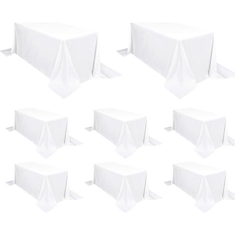 8er Pack Tischdecken Weiß 229x335 cm Polyester Rechteckig Waschbar für Events