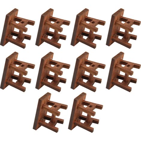 Tabouret Miniature en Bois Vintage - Lot de 10 pour Décoration Maison de Poupée (1/5)