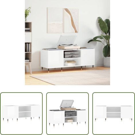vidaXL Plattenschrank - Plattenschrank Hochglanz-Weiß 121x38x48 cm Holzwerkstoff (1/5)