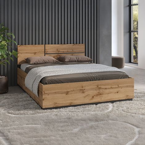 Lit coffre 160x200 sommier inclus Lilia Bois (1/5)