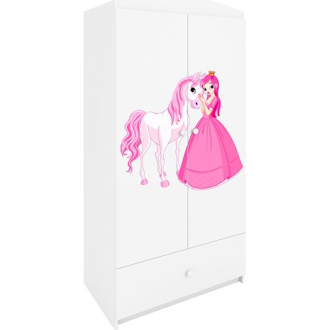 Armario 2 puertas 1 cajón Kocot Kids Babydream La princesa y el caballo - Blanco (1/4)