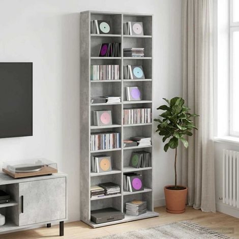 vidaXL CD Cabinet Concrete Grey 65 x 23.5 x 175 cm Engineered Wood (1/5)