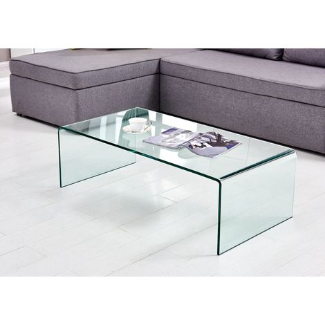 Mesa de centro de vidrio transparente templado, 100 x 50 x 35 cm (1/2)