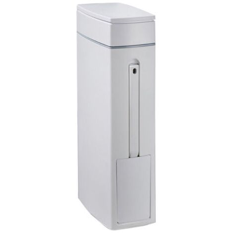 Pattumiera per il bagno, 10 x 20 x 43 cm, 4,5 l, pattumiera stretta per il bagno con porta scopino, apertura a pedale, pattumiera rettangolare bianca per WC e cucina, pattumiera salvaspazio (1/4)