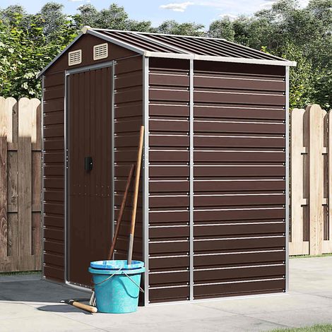 Abri de jardin-Remise Cabane pour outils marron 191x130x198 cm acier galvanisé (1/5)