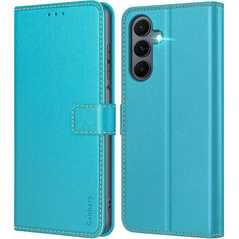 Handyhülle Leder Magnetverschluss Karten Samsung Galaxy A16 Azurblau (1/5)