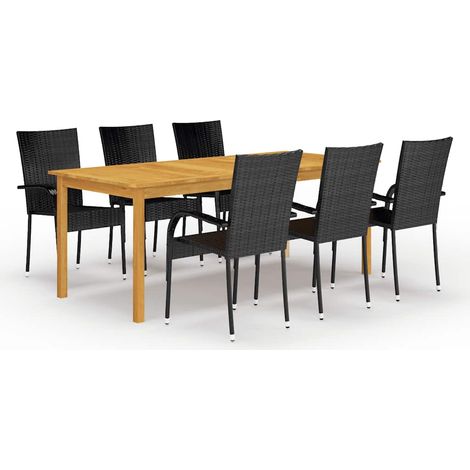 7-tlg. Garten-Essgruppe Schwarz