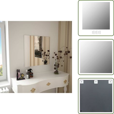 The Living Store Specchio da Parete 60x60 cm Quadrato in Vetro - Specchio quadrato