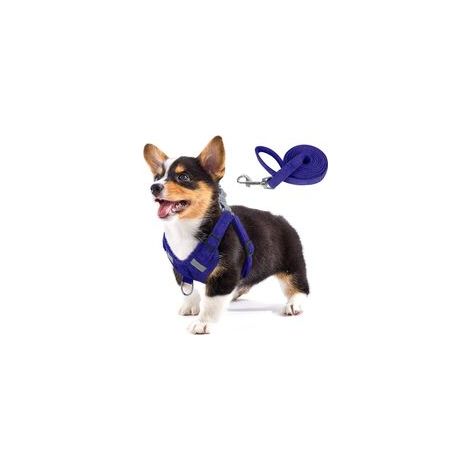 Hundegeschirr aus weichem Wildleder, Hundeweste mit verstellbarem und reflektierendem Schrittgurt, Anti-Zug-Geschirr für Welpen und kleine bis mittelgroße Hunde - Crezuo