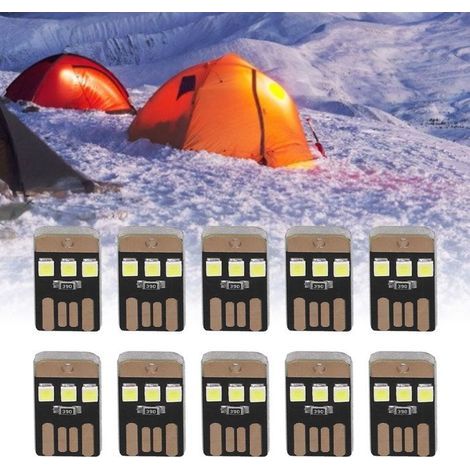 BelleRise – 10 Campinglaternen – Ultradünne 0,2-W-USB-LED – 100 Stunden Akkulaufzeit – Für Zelte und Wanderungen (1/5)
