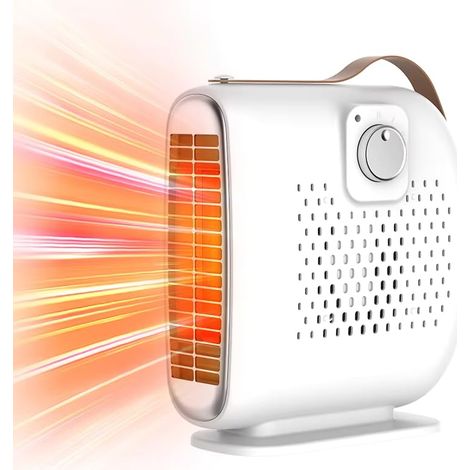 Radiateur soufflant électrique 500W pour chambre intérieure, chauffage rapide portable, mini soufflerie d'air chaud de bureau, appareil de chauffage spatial blanc (1/5)