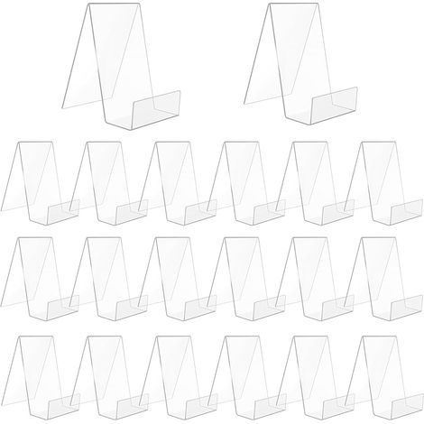 20 Pièces Presentoir Livre Acrylique Porte Livre Support 10,5 x 9 x 7,5 cm Transparent Présentoir pour Magazine Brochures Carte de Menus (1/5)