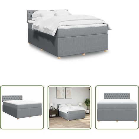 Matelas à ressorts ensachés - Sommier à lattes de lit avec matelas Gris clair 140x190cm Tissu (1/5)