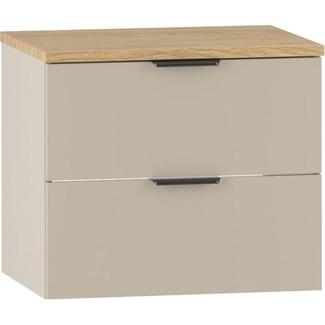 Meuble sous-vasque 60cm plan de toilette Astrid Cachemire et bois (1/5)