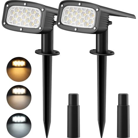 Lampe Solaire Exterieur 34 LED Spot Solaire,Eclairage Extérieur de Trois Températures de Couleur,IP67 Etanche Projecteur Solaire,pour Jardin,Cour,Extérieur,Chemin,Allée,2 Pièces (1/5)